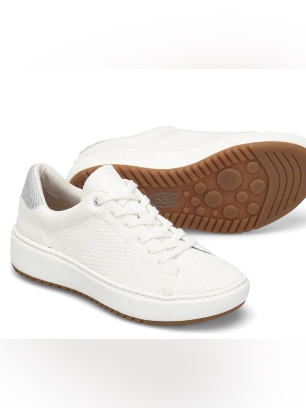 Sofft Waylyn Women’s White Knit Lace-Up Sneakers
